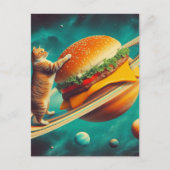 Adorable Cat on Cheeseburger Planet ポストカード (正面)