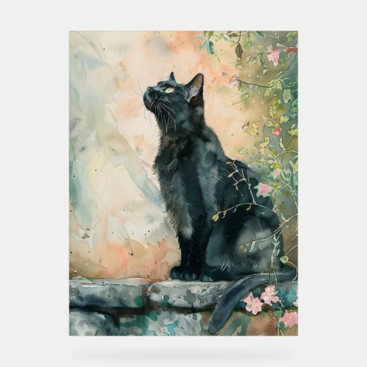 ADORABLE CAT WATERCOLOR ILLUSTRATION アクリルサイン (正面)