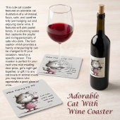 Adorable Cat With Wine Coaster スクエアペーパーコースター