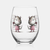Adorable Cat with Wine Glass Drinkware  ステムなしワイングラス (右)