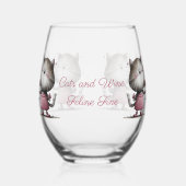 Adorable Cat with Wine Glass Drinkware  ステムなしワイングラス (左)