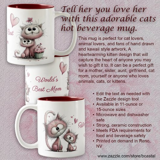 Adorable Cats Illustrations Mug ツートーンマグカップ