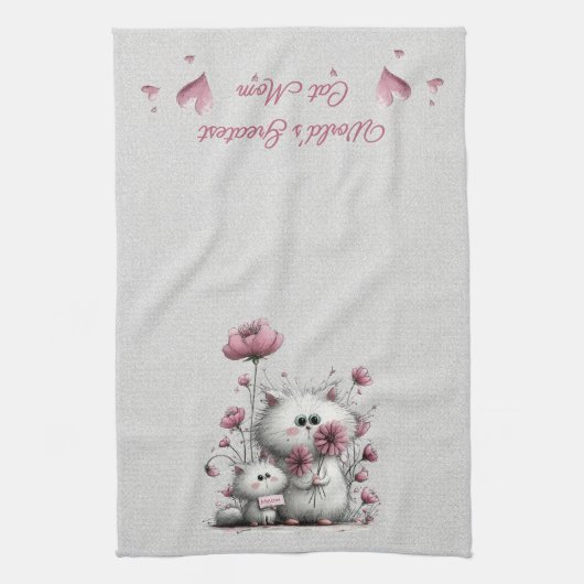 Adorable Cats Meow Kitchen Towel キッチンタオル (縦)