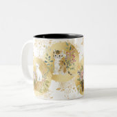 Adorable Cats Mug Gold White Watercolor ツートーンマグカップ (正面左)