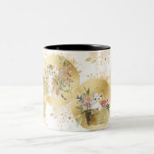 Adorable Cats Mug Gold White Watercolor ツートーンマグカップ (中央)