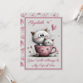 Adorable Cats Valentines Day Greeting Card カード (正面/裏面インサイチュ)