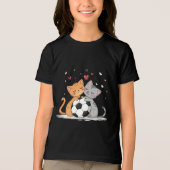 Adorable Cats with Soccer Ball on Valentines Day トライブレンドＴシャツ (正面)