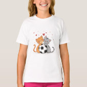 Adorable Cats with Soccer Ball on Valentines Day Tシャツ (正面)
