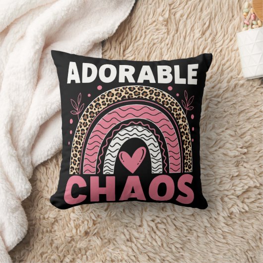 Adorable Chaos Black Leopard Rainbow Kids Pillow クッション (ブランケット)