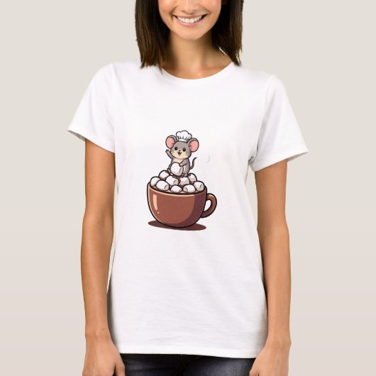 Adorable Chef Mouse Waving from a Marshmallow Tシャツ (正面)