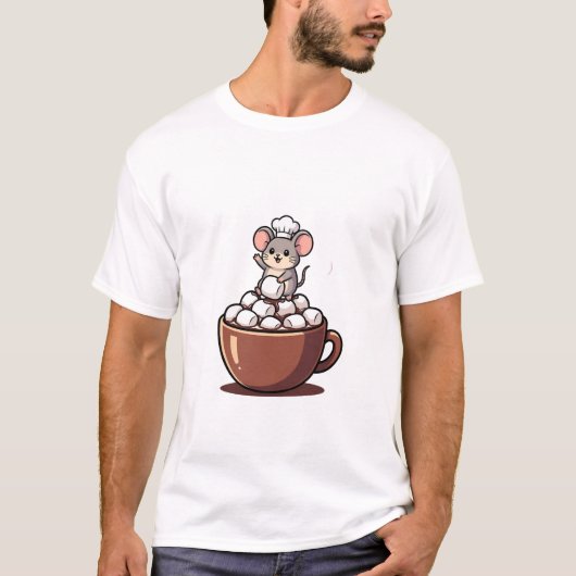 Adorable Chef Mouse Waving from a Marshmallow Tシャツ (正面)