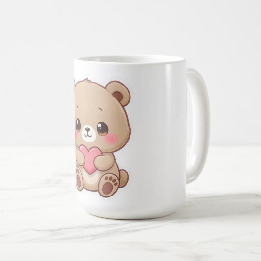 Adorable Chibi Bear with Heart  コーヒーマグカップ (正面右)