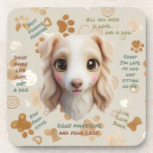 Adorable Chibi Borzoi Puppy Face Coaster コースター (正面)