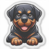 Adorable Chibi Rottweiler Puppy Smile シール (正面)
