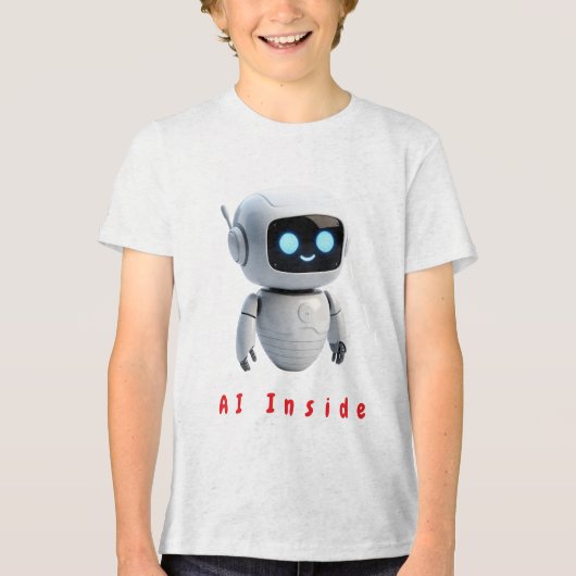 Adorable Chibi Space Robot Buddy - Minimalist Digi トライブレンドＴシャツ (正面)