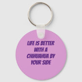 Adorable Chihuahua with flowers pink theme   キーホルダー (裏面)