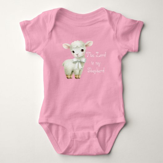 Adorable Christian Lamb Foral Balloon Scripture ベビーボディスーツ (正面)