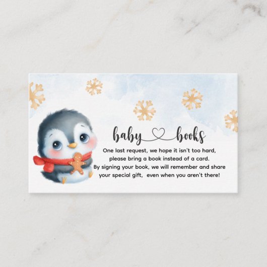 Adorable Christmas Baby Penguin Book Request エンクロージャーカード (正面)