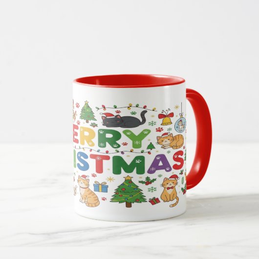 Adorable Christmas Cat Mug Gift for Cat Lovers マグカップ (正面右)