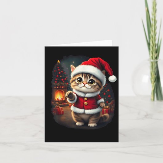 Adorable Christmas Cat Santa Claus Lovely Xmas Kit カード (正面)