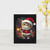 Adorable Christmas Cat Santa Claus Lovely Xmas Kit カード (黄色い花)