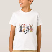 Adorable Christmas Cats with Soccer Ball Tシャツ (正面)