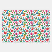 Adorable Christmas Dinosaurs And Poinsettias ラッピングペーパーシート (正面2)