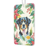 Adorable Christmas Dog And Cat With Poinsettias カーエアーフレッシュナー (左)