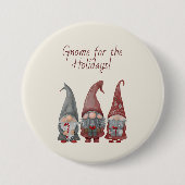 Adorable Christmas Gnomes with Holiday Cheer  缶バッジ (正面)