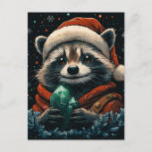 Adorable Christmas Raccoon ポストカード (正面)