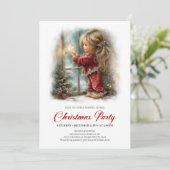Adorable Christmas Scene Girl Holiday Party Invite 招待状 (スタンド正面)