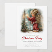 Adorable Christmas Scene Girl Holiday Party Invite 招待状 (正面/裏面)