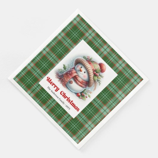 Adorable Christmas Snowman Napkins Editable Custom (コーナー)