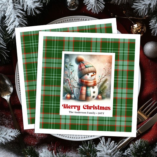 Adorable Christmas Snowman Napkins Editable Kids