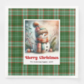 Adorable Christmas Snowman Napkins Editable Kids (正面)