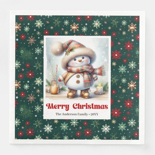 Adorable Christmas snowman with snowflakes kids  (正面)