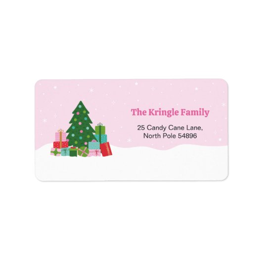Adorable Christmas Tree and Gifts in Pink ラベル (正面)