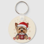 Adorable Christmas Yorkshire Terrier キーホルダー (正面)