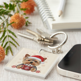 Adorable Christmas Yorkshire Terrier キーホルダー
