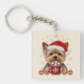 Adorable Christmas Yorkshire Terrier キーホルダー (正面)