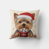 Adorable Christmas Yorkshire Terrier クッション (裏面)