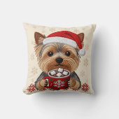 Adorable Christmas Yorkshire Terrier クッション (正面)