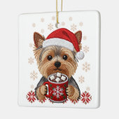 Adorable Christmas Yorkshire Terrier セラミックオーナメント (左)
