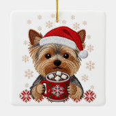 Adorable Christmas Yorkshire Terrier セラミックオーナメント (裏面)