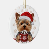Adorable Christmas Yorkshire Terrier セラミックオーナメント (右)