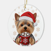 Adorable Christmas Yorkshire Terrier セラミックオーナメント (左)