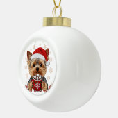 Adorable Christmas Yorkshire Terrier セラミックボールオーナメント (右)