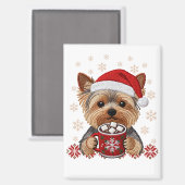 Adorable Christmas Yorkshire Terrier マグネット (正面/裏面)