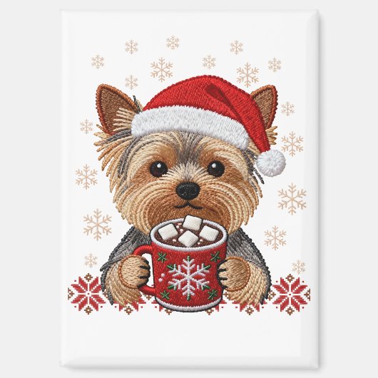 Adorable Christmas Yorkshire Terrier マグネット (正面)