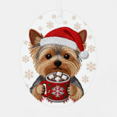 Adorable Christmas Yorkshire Terrier メタルオーナメント (裏面)